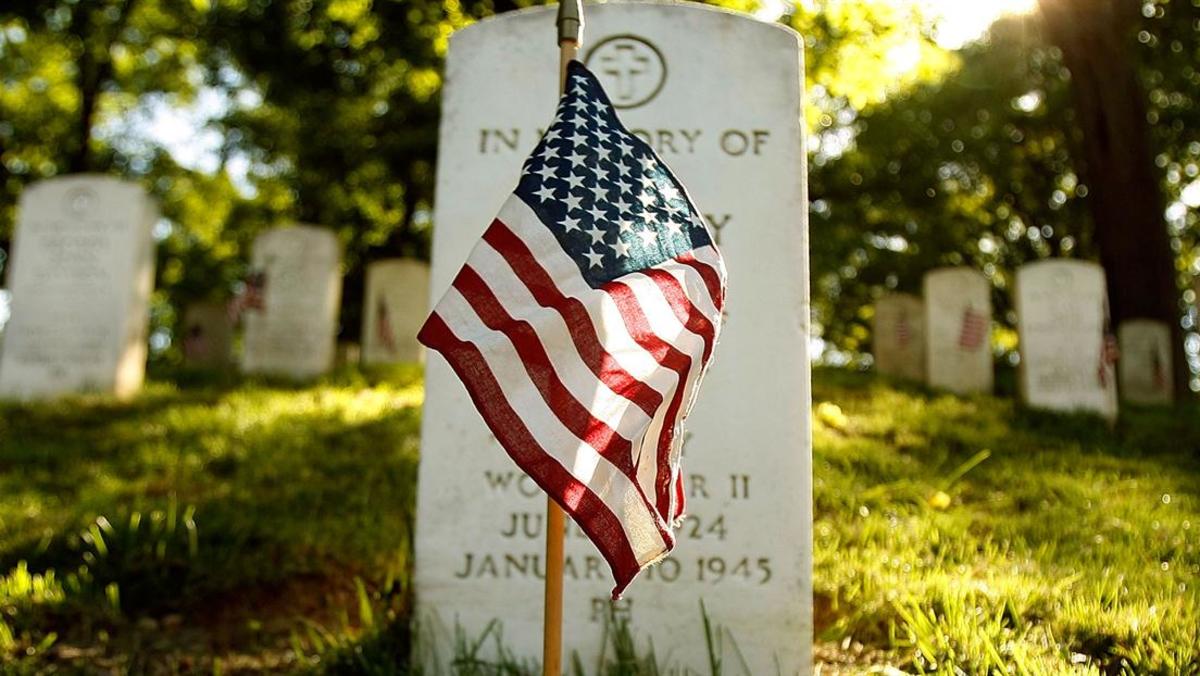 Veteran grave american flag